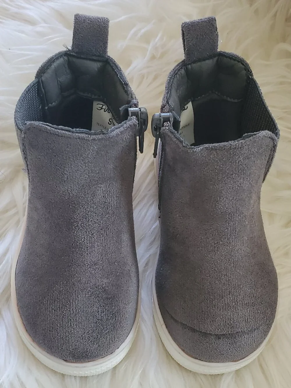 First Steps Toddler Gray High Top Suede Shoes SZ 4